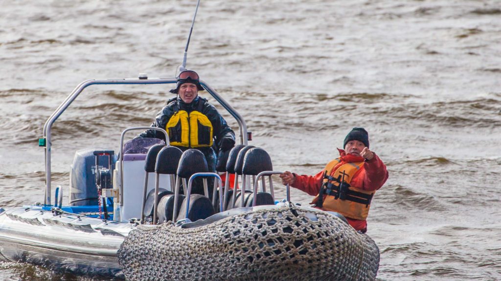 Zodiac on Strait of Magellan