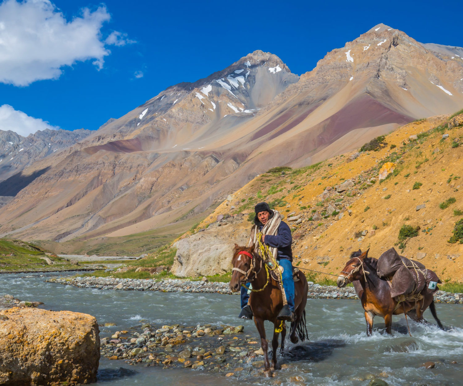 Przekraczanie rzeki Plomo. Chile. Cabalgata